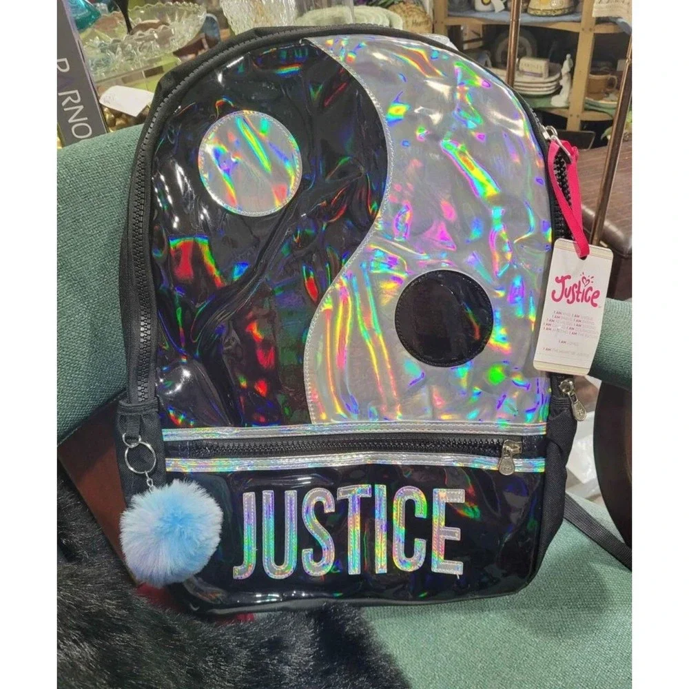 Justice• Yin-Yang• Black/Holographic Silver• 2 Piece Backpack Set• New!!